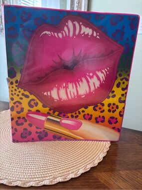 1990s Lisa Frank 3 ring hard binder  with double pockets